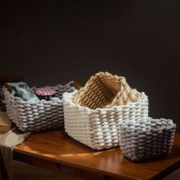 樂嫚妮 北歐風編織籃/收納籃-S+M+L+XL-4件組-(3色)