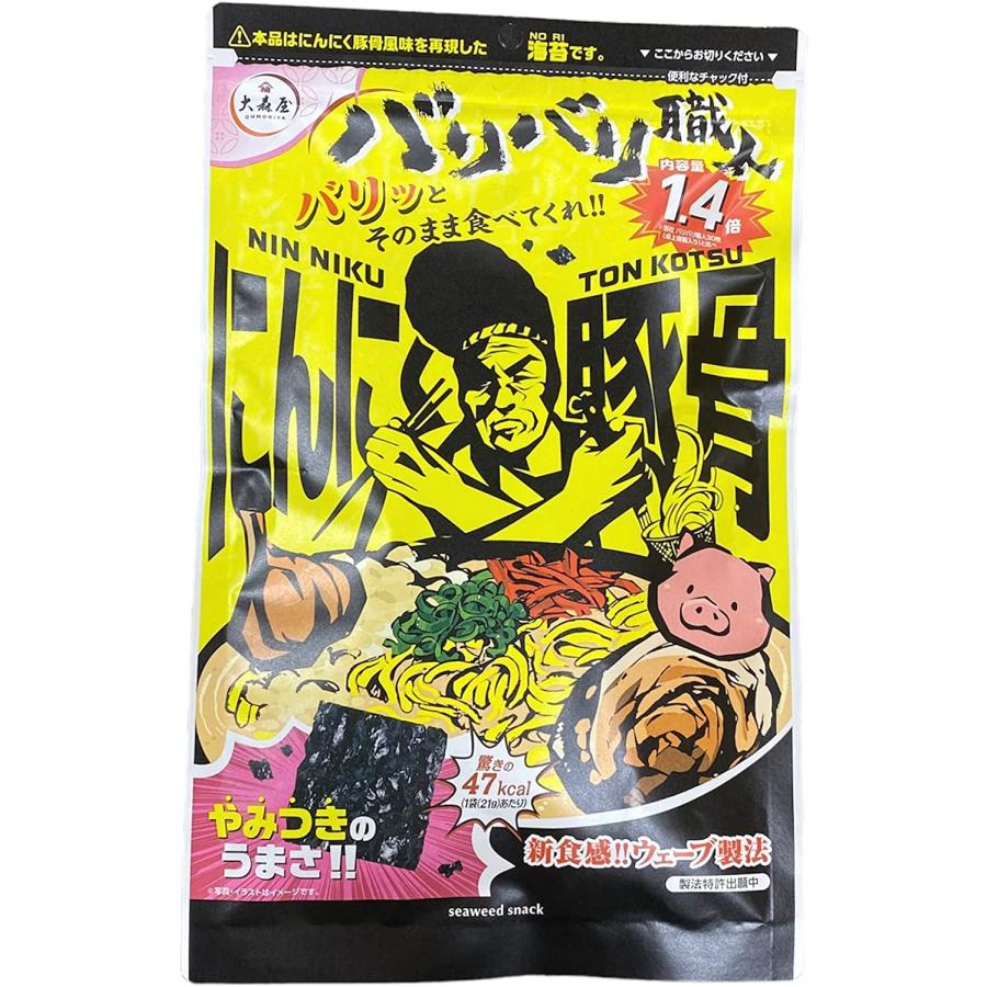 にんにく豚骨味21g入×5パック　海苔　大森屋　つまみ　LINEショッピング　バリバリ職人　ご飯のお供