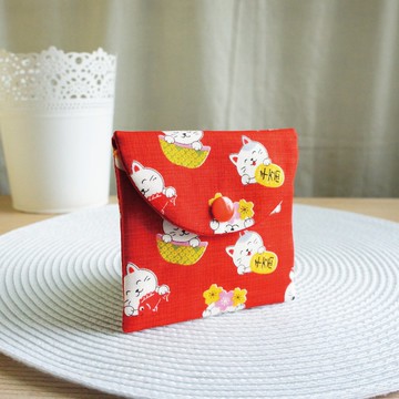 Lovely日本布【Q版元寶貓寵物紙鈔紅包袋】平安符袋、紅