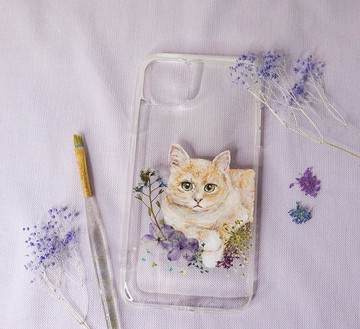 客製化手繪寵物押花手機殼 | 貓貓