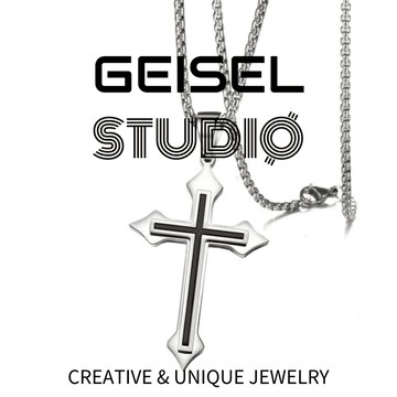 【GEISEL】鈦鋼十字架項鍊 鈦鋼項鍊 時尚項鍊 穿搭項鍊 男項鍊 中性項鍊 簡約十字鍊(B-001)