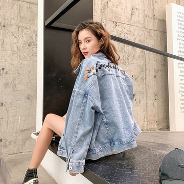 【🍒櫻桃大尺碼】XL-5XL大尺碼牛仔外套 秋裝新款女裝胖妹妹洋氣減齡刺繡牛仔夾克外套胖mm200斤