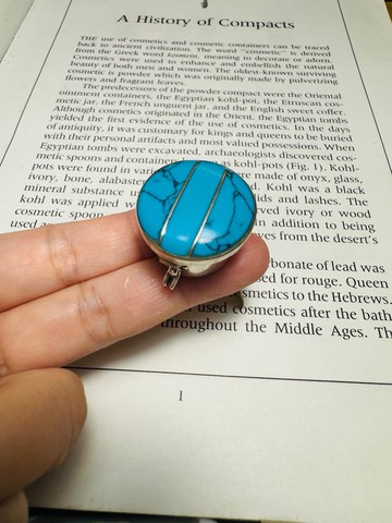 墨西哥MEXICO鑲綠松石小銀盒