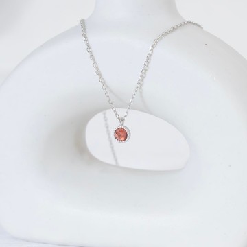 石榴石925純銀杯子蛋糕項鍊
