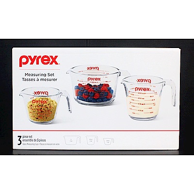 Pyrex 單耳玻璃量杯(3入)