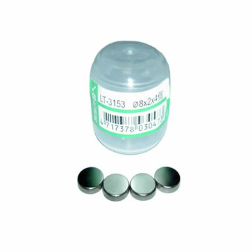 【文具通】MIN SHIN 旻新LT-3153強力磁鐵圓型 8x2mm*4入 R6010051【APP滿額下單10%點數(單一帳號最高1000點)】4/30止