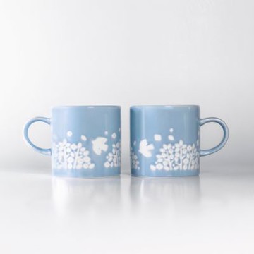 上作美器 日本製水藍白鴿馬克杯(兩件組水杯/茶杯/咖啡杯300ml)