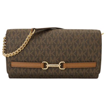 MICHAEL KORS- 金屬竹節釦防刮LOGO可拆手拿/斜背包(深咖)