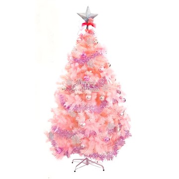 摩達客 豪華版夢幻聖誕樹 浪漫櫻花粉銀系配件+100燈LED燈USB充電式 120cm  粉紅色