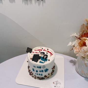 q版情侶客製化蛋糕 人物繪圖蛋糕 客製化蛋糕 客製化 蛋糕 紀念日