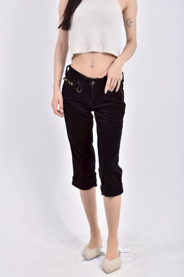 (M) jeans best棉質七分燈芯絨黑色長褲