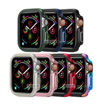 【J.S.優品】軍盾防撞 抗衝擊 Apple Watch Series SE/6/5/4 (44mm) 鋁合金雙料邊框保護殼