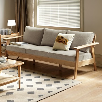 hoi!源氏木語柏林橡木原木色可拆洗三人布沙發 C193C 煙栗棕