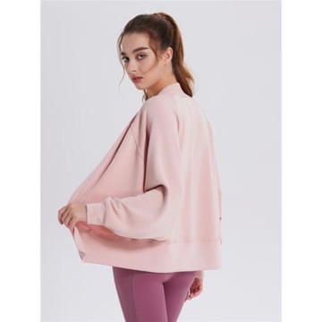 空氣層春季運動外套女罩衫透氣寬松瑜伽健身服開衫披風衛衣長袖