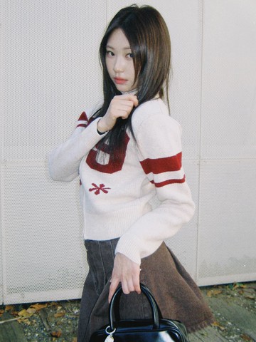 lotsyou_Varsity Knit Zip-up Cardigan