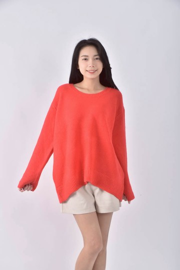 (XL) ganement圓領紅色長袖上衣