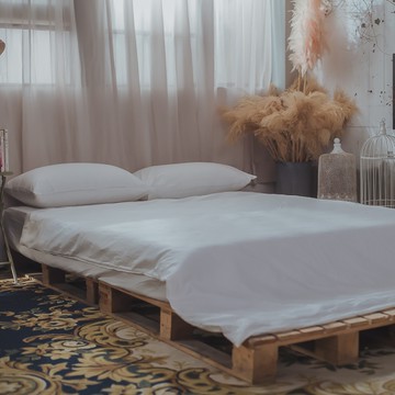 Life素色系列-天使白 Q4 雙人加大床包雙人鋪棉兩用被四件組 100%精梳棉(60支) 台灣製 棉床本舖