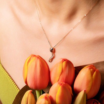 【Tulip】純18K金鑽石項鍊鬱金香花型項鍊 客製化設計訂製 P077