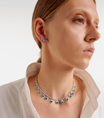Kamyen 18kt white gold choker with emeralds and diamonds