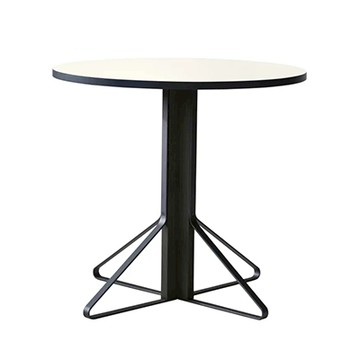 Kaari Table 弧形圓桌（白桌面、黑橡木／黑鋼桌腳）