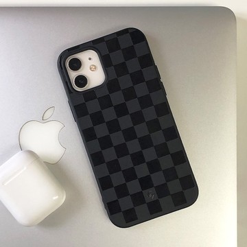 棋盤格黑色果凍手機殼