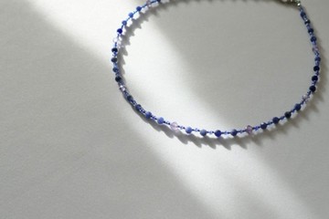 閃耀繡球花色 藍紫色珠鍊項鍊 藍銅礦