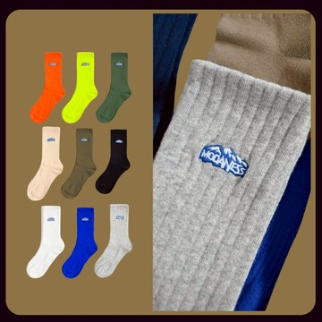 台灣公司貨 重磅 厚實 10色 雪山 山脈 露營 刺繡襪 58克 雪山襪 戶外 透氣 棉 刺繡襪子 直條紋襪 NB