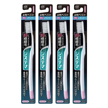 LION 獅王 Systema 細潔 普通4排柔軟牙刷 顏色隨機  1入  4支