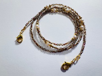 迷之作—紅咖迷鑽設計款手串口罩鏈/眼鏡鏈