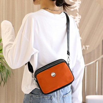 女士尼龍斜背包側背包 撞色斜挎手機小包2025新款女包輕便尼龍帆布包時尚百搭單肩包韓版