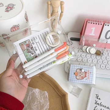 ins風透明小零錢錢包女迷你簡約鑰匙票據耳機收納包學生證件卡包