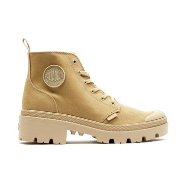 【PALLADIUM】PALLATWILL 休閒靴 女 卡其 增高 拉鍊 厚跟 穿搭 帆布 96907227