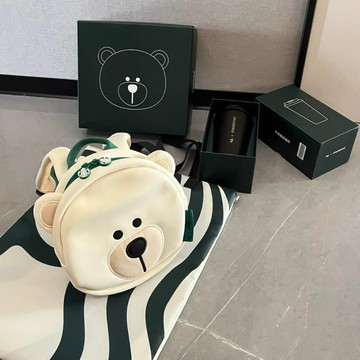 星巴克理想合作款可愛小熊造型雙肩包幼兒園書包兒童男女外出背包