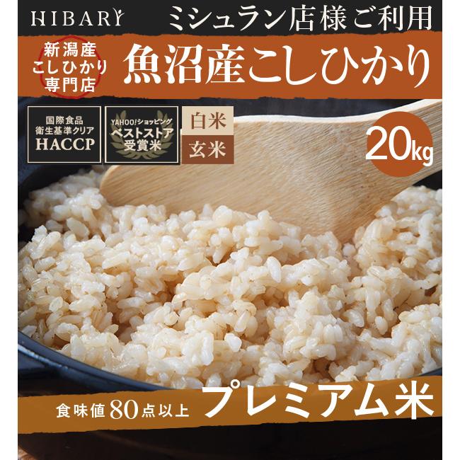  米 白米 玄米 20kg 令和5年産 魚沼産コシヒカリ HIBARI 白米 玄米セット 20kg 5kg×4袋 白米10kg玄米10kg 2種セット ミシュラン店様御用達米