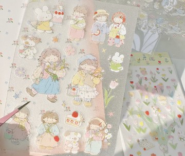 vol.8【花園裡的甜品店】可愛治癒系列 雙透閃砂貼紙/鹽系