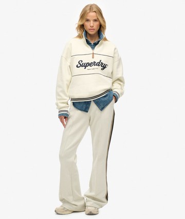 Superdry Women's Studios Stripe Straight Joggers White Size: 4