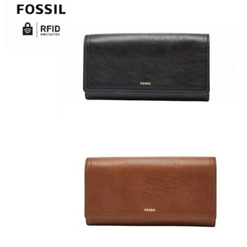 FOSSIL Logan 三折真皮拉鍊RFID長夾(多款單一價)