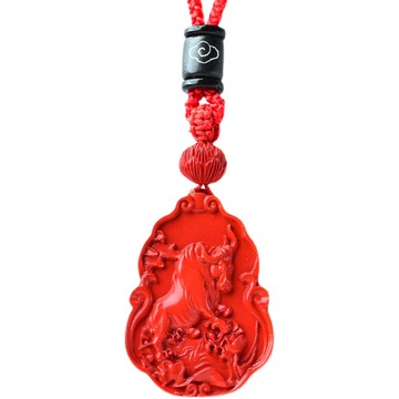 天然真朱砂紫金砂項鏈生肖馬本命佛吊墜守護神掛件毛衣鏈男女