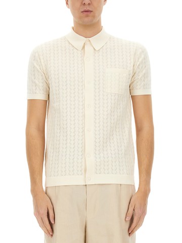 dolce & gabbana perforated cotton knit shirt