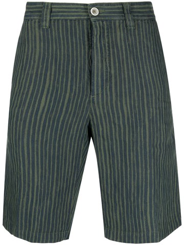 120% Lino - striped linen Bermuda shorts - men - Linen/Flax - 46 - Green