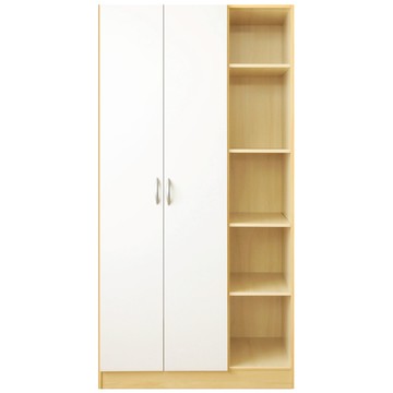 《HOPMA》美背二門五格衣櫃 台灣製造 衣櫥 收納櫃 衣物收納櫃-楓木配白