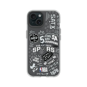 iPhone 15 Clear 透明 - NBA - 塗鴉系列-聖安東尼奧馬刺 San Antonio Spurs - Graffiti