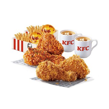 [感恩有禮]【肯德基】 雙人雙味炸雞餐+兩份點心盒F+兩杯冰奶茶好禮即享券