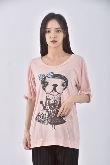 (M) 大圖粉色短袖上衣