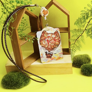 掛繩卡套 | 悠遊卡套 | 識別證套 | 學生證 - 貓咪熱氣球