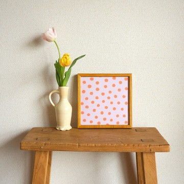 「mimosa dot (lilac & orange)」20cm 方型海報
