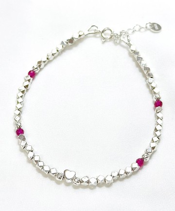 愛心紅寶石925純銀手鍊