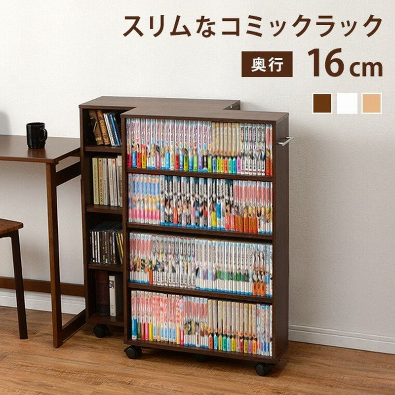 本棚 おしゃれ 大容量 チェスト コミックラック 押入れ収納 棚 キャスター ラック 隙間 すきまラック 隙間収納 シェルフ 幅55cm 奥行16cm 通販 Lineポイント最大0 5 Get Lineショッピング