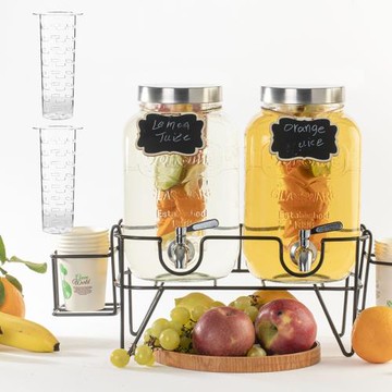新品玻璃果汁罐飲料桶檸檬水冰瓶分配器梅森罐套裝洗衣粉罐子批發