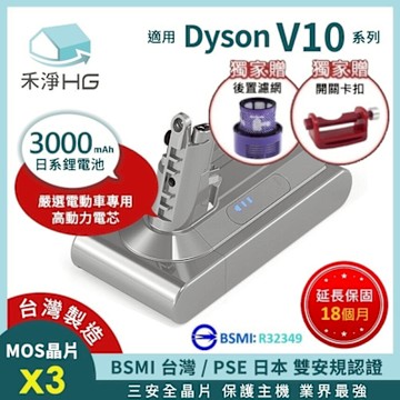 【禾淨家用HG】Dyson戴森 適用V10/SV12.SV13.SV27  DC10300 副廠吸塵器配件 鋰電池(贈後製濾網+卡扣)